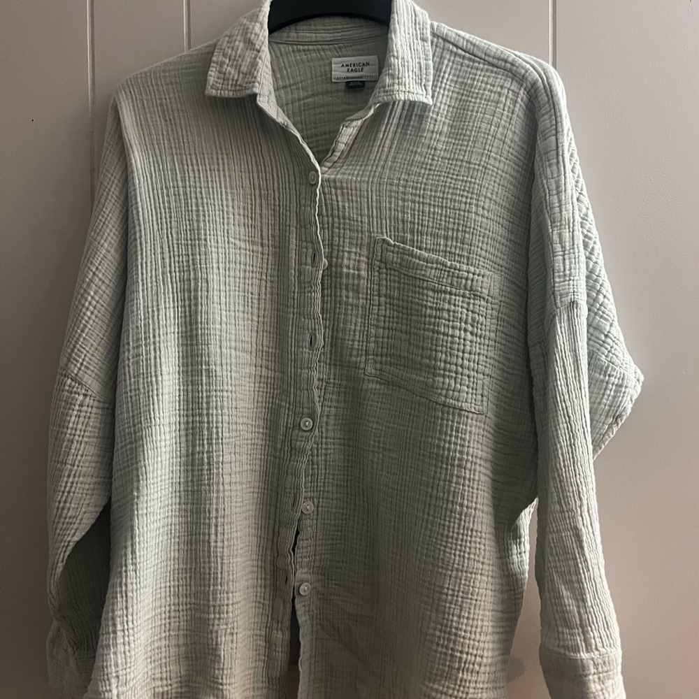 Zara Men's Casual Button Down Shirt in Light Gray